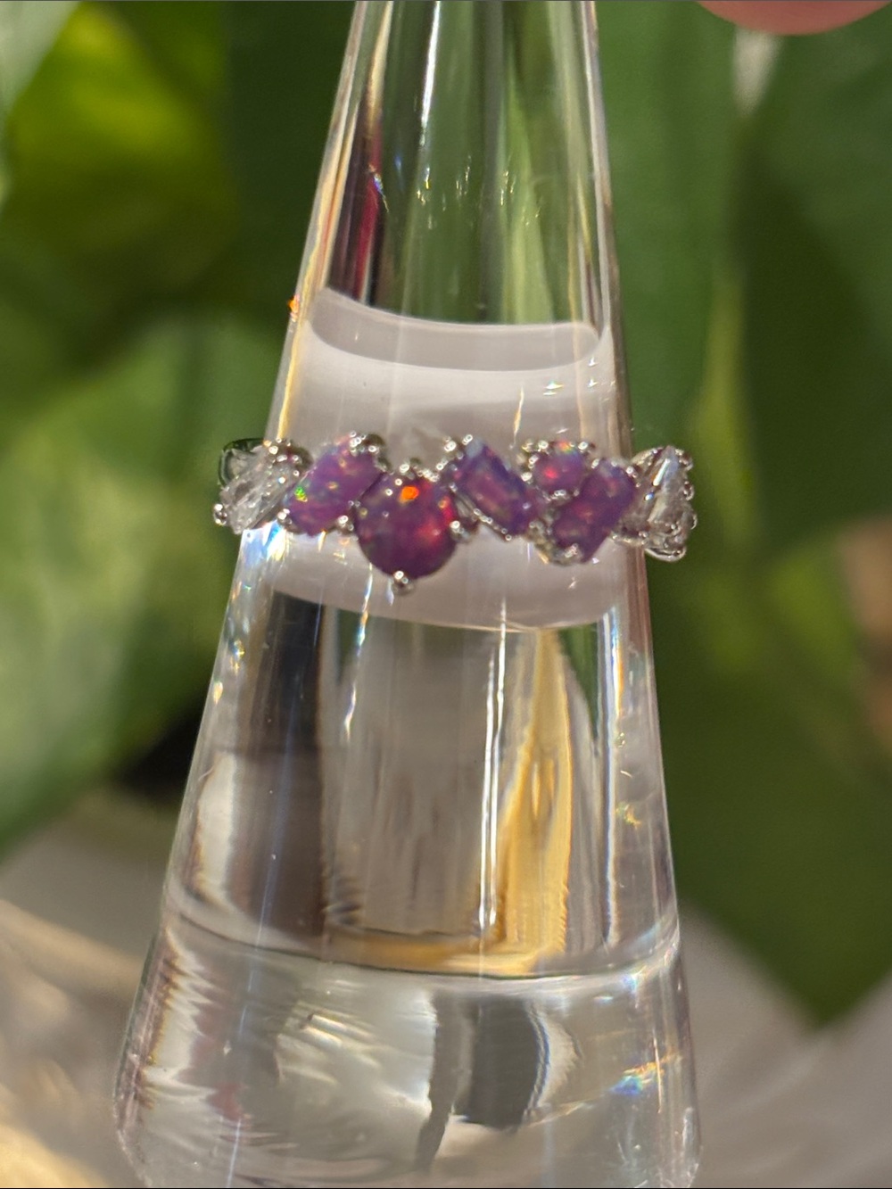Dainty Pinkish Purple Opal Sterling Ring